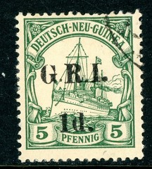 New Britain Germany 1916 New Guinea GRI 1p/5pf OP Yacht Scott #17 VFU Y82