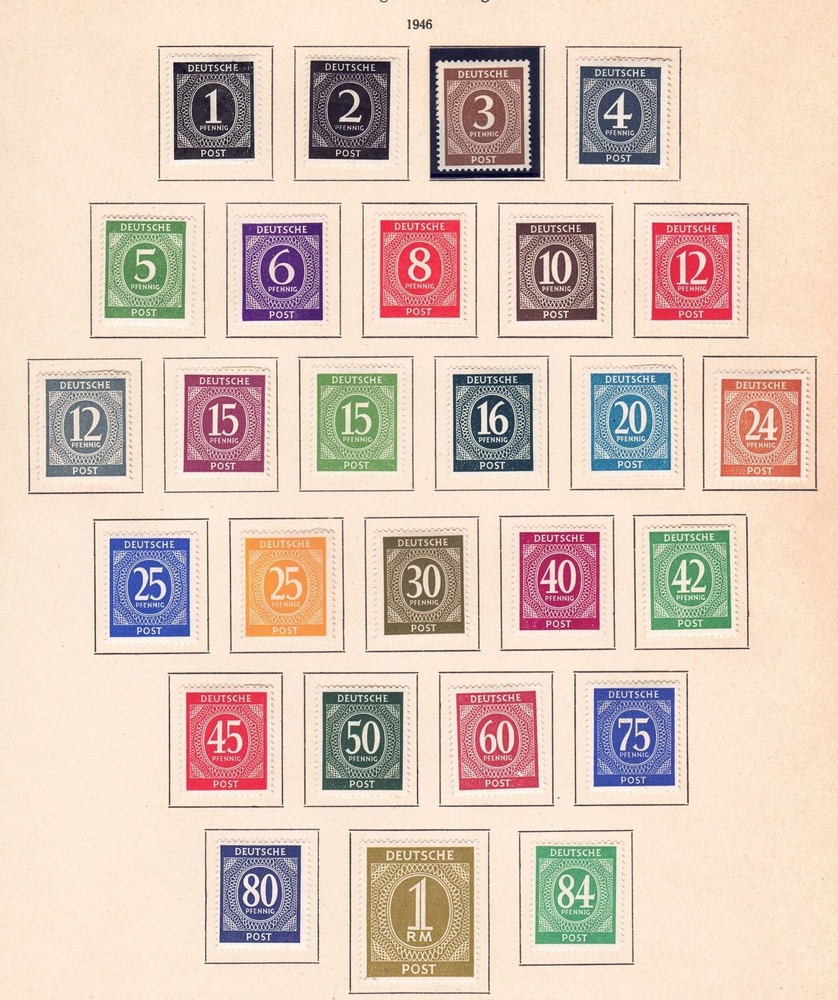 Germany – 1945-49, Numeral issues, 1pf-to-1M, in a variety of colors, MH