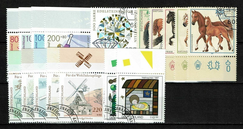 Lot from the year 1997, 5 complete issues, stamped, Mi. 44.90