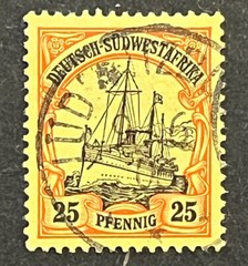 Travelstamps: GERMANY SOUTH WEST AFRICA STAMPS 25pf Kaiser’s Yacht Used Unwmk