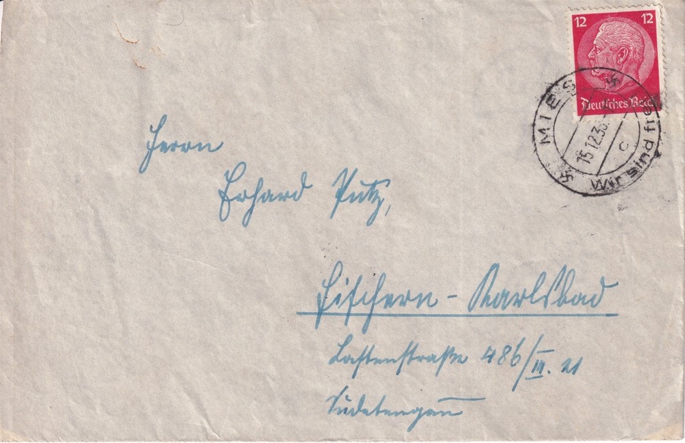 Cover Germany Hindenburg 1939 WWII 3rd Reich Label Envelope Seal