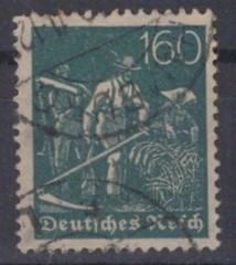 Germany 176 Used FVF 1921 160pf slate green Miners ZAYIX