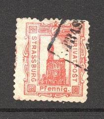 Germany Strassburg 1890s 2p Local Post Used / Pulled Top Perf – S61226