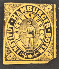 1862 Hamburg Local Post Stamp Institut Hamburger Boten H. Scheerenbeck MH