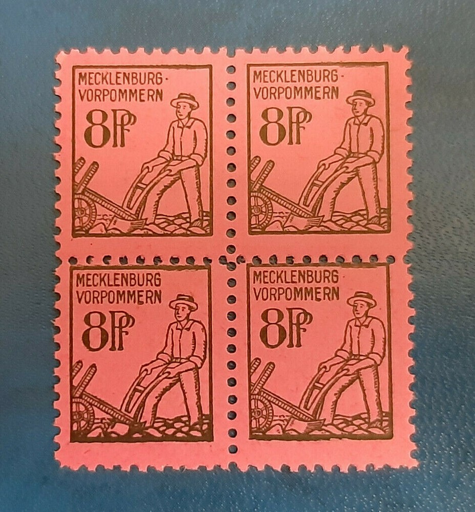 Germany Stamps Allied Occupation 4x 8 Pfennig 1945 Block SBZ Mi. Nr. 12 (19766)