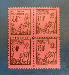 Germany Stamps Allied Occupation 4x 8 Pfennig 1945 Block SBZ Mi. Nr. 12 (19766)