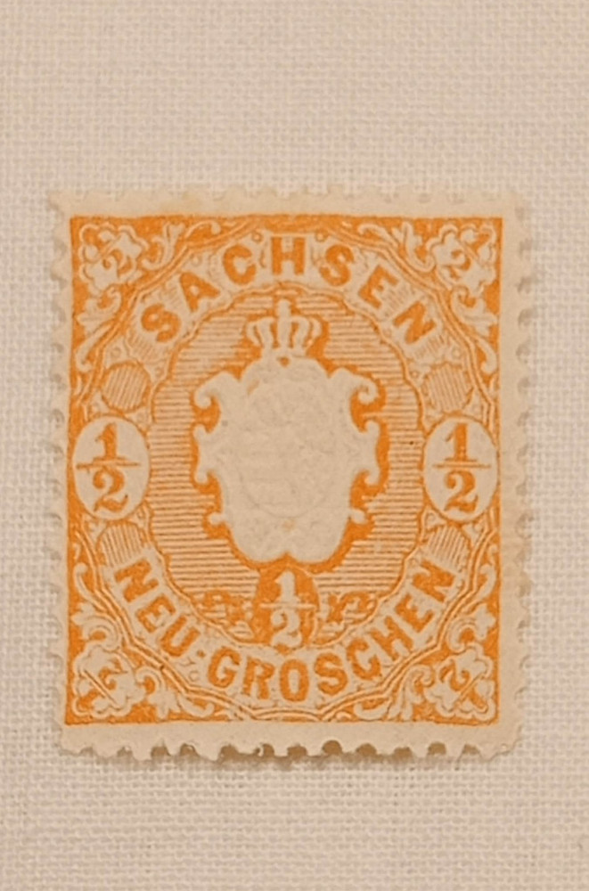 1863 – German States „Kingdom of Saxony“ Dull -Red Orange 1/2 Ngr New Groschen