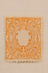 1863 – German States „Kingdom of Saxony“ Dull -Red Orange 1/2 Ngr New Groschen