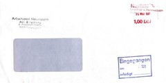 Fee Paid Receipt With Red Stamp „Neuruppin / 14th May 1991 / 1.00 DM“, GK
