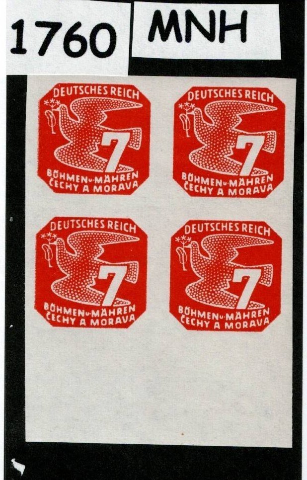 MNH stamp block Sc P13 Newspaper German Occupied Czechoslovakia WWII 1943 #1760