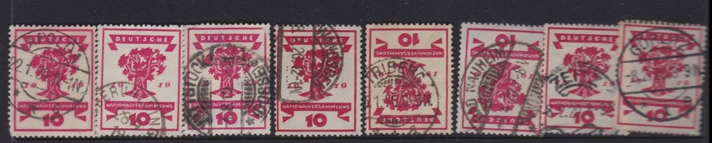 1919 WWII GERMANY Nationalversammlung National Assembly 10pf. Towns Lot x 8