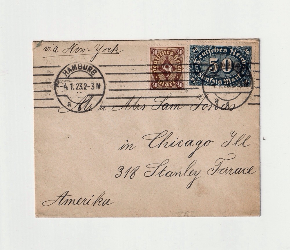 1923 Germany Inflation Cover With Multiple Stamps To USA