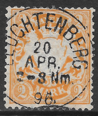 BAVARIA SCOTT 55 USED FINE – 1901 2m ORANGE COAT OF ARMS ISSUE