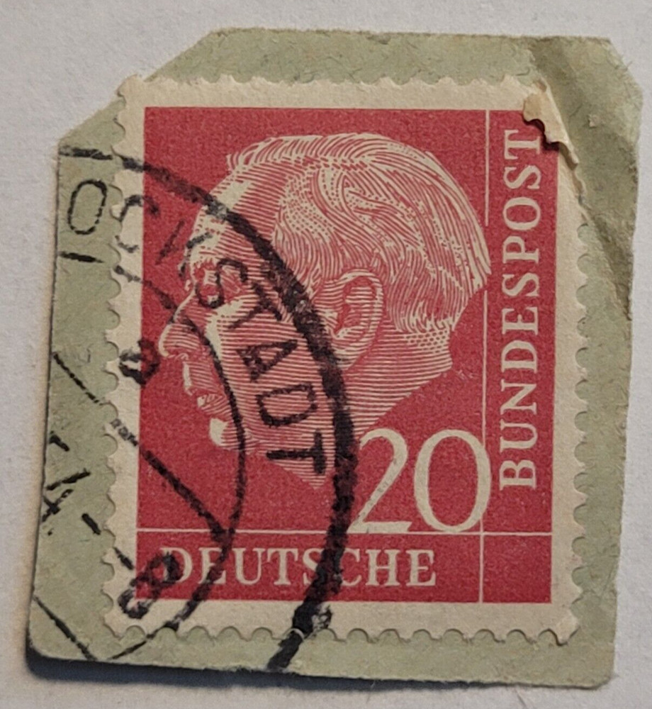 DEUTSCHES BUNDESPOST ~ Dr. Theo Heuss ~ 20PF Red Stamp ~ Cancelled/Posted ~ 1954