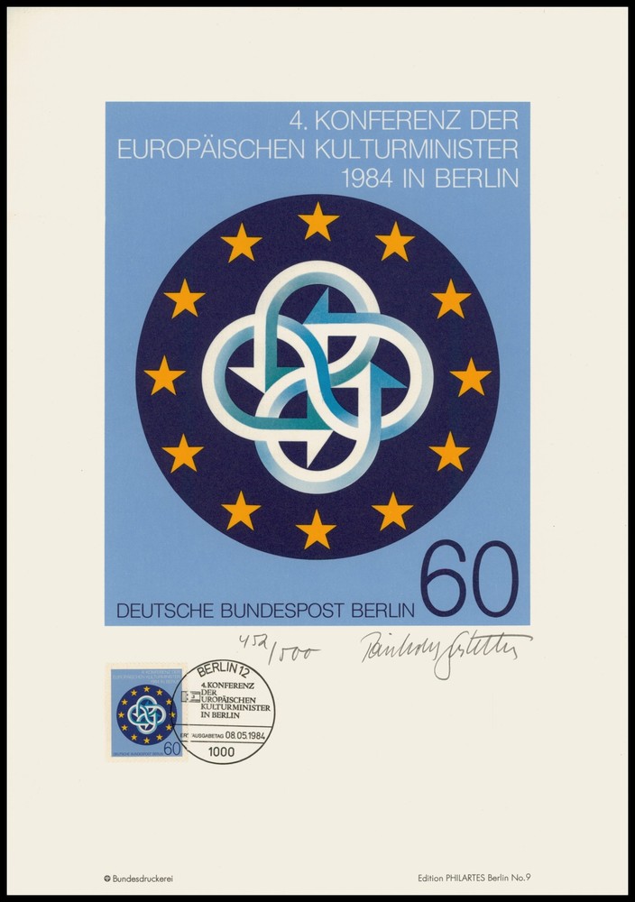 ART-EDITION 1984 BERLIN 721 CEPT CONFERENCE EUROP. KULTUSMINISTER – HAND-SIGNED!