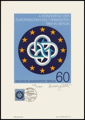 ART-EDITION 1984 BERLIN 721 CEPT CONFERENCE EUROP. KULTUSMINISTER – HAND-SIGNED!