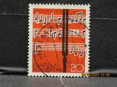 The listing:(1)1962 GERMANY tuning fork choral singing Stamp 20pf-LH-See Photos