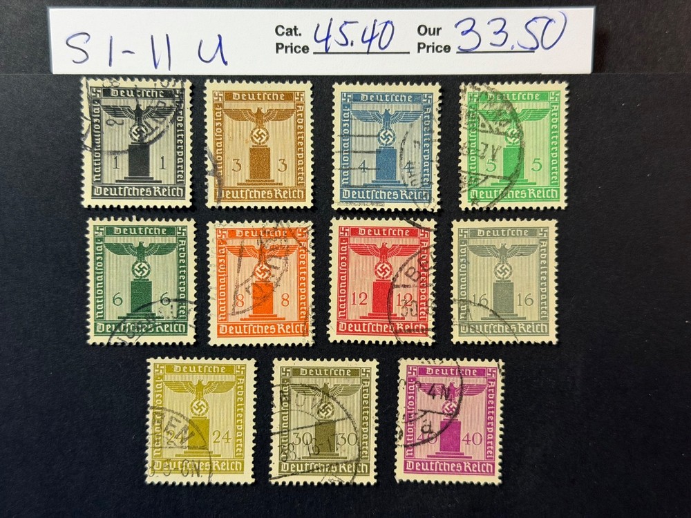 Germany # S1 – S11 Used 2024 Scott Catalogue Value $ 45.40