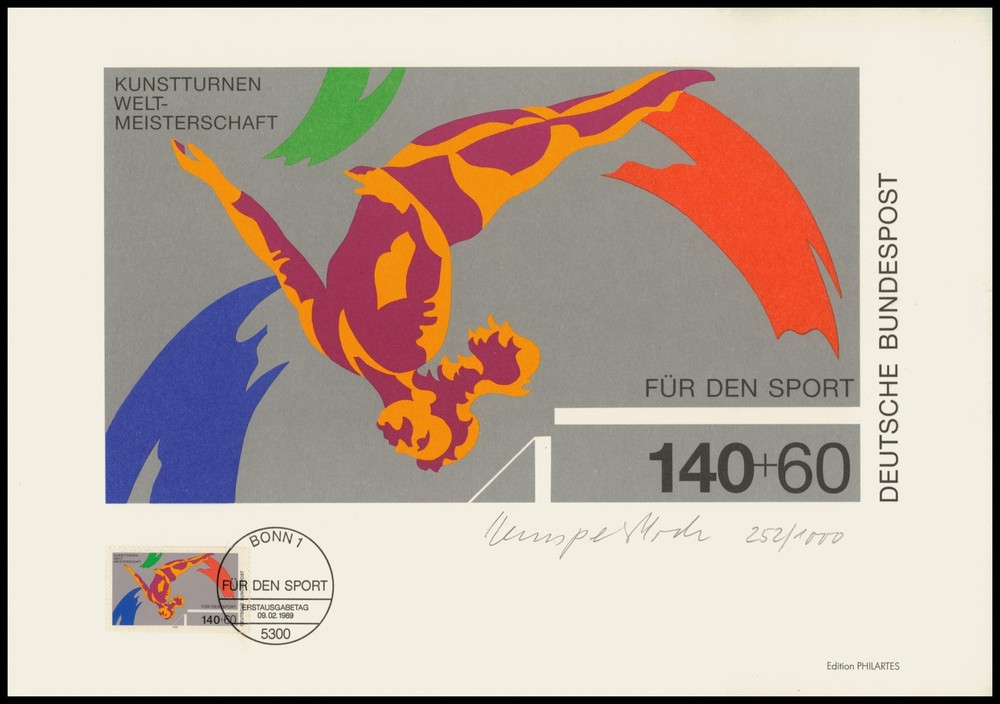ART-EDITION 1989 GERMANY 1409 SPORT KUNSTTURNEN – HAND-SIGNED !!