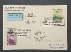 WW2 WWII AUSTRIA Mothers day WIEN FLUGPOST German Third Reich Nazi Postcard 1937