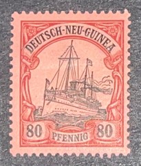 Travelstamps: GERMAN NEW GUINEA STAMPS Kaiser’s Yacht, 80 Pfennig, Mint OG UnWMK