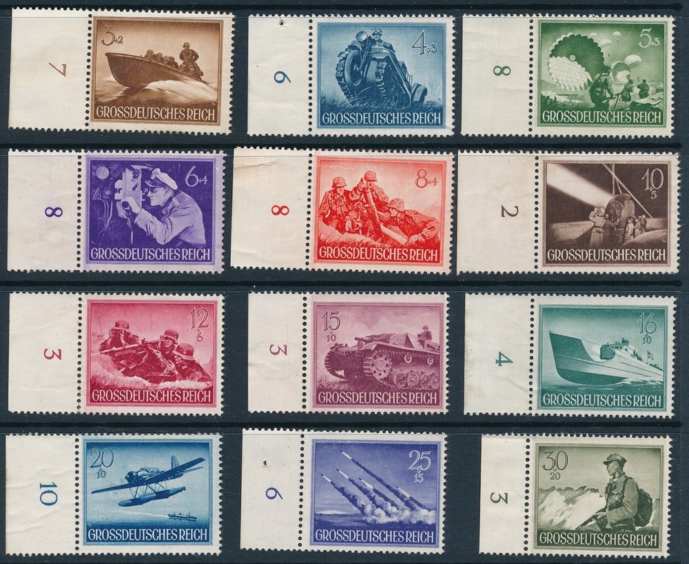 Lot Stamp Germany Mi 873-82, 84-5 1944 WWII 3rd Reich Wehrmacht Selection CL MNG