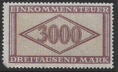 1923 Germany 3000Mk (Revenue / Income tax Stamp / Steuermarke)🔥MNHOG