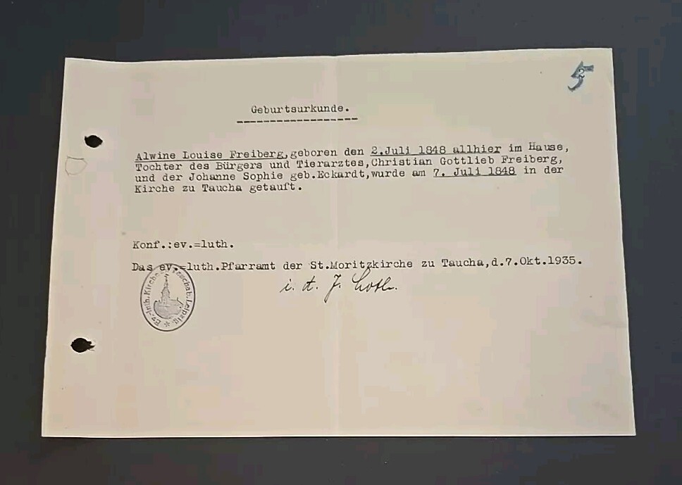 WW2 WWII German Third Reich Religious Baptism Document Birth Certificate 1935