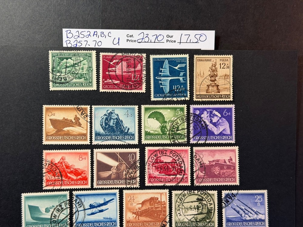 Germany B 252a,b,c, & 257 – 270 Used 2024 Scott Catalogue Value $ 23.70