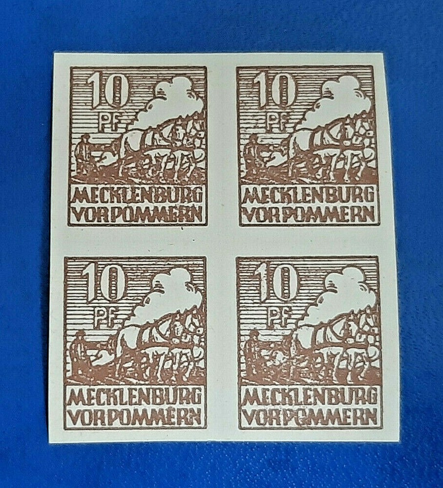 Germany Stamps Allied Occupation 4x 10 Pfennig 1946 Block SBZ Mi. Nr. 35 (19776)