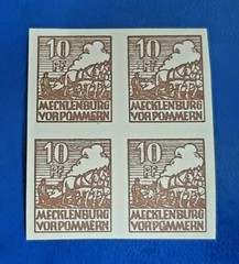 Germany Stamps Allied Occupation 4x 10 Pfennig 1946 Block SBZ Mi. Nr. 35 (19776)