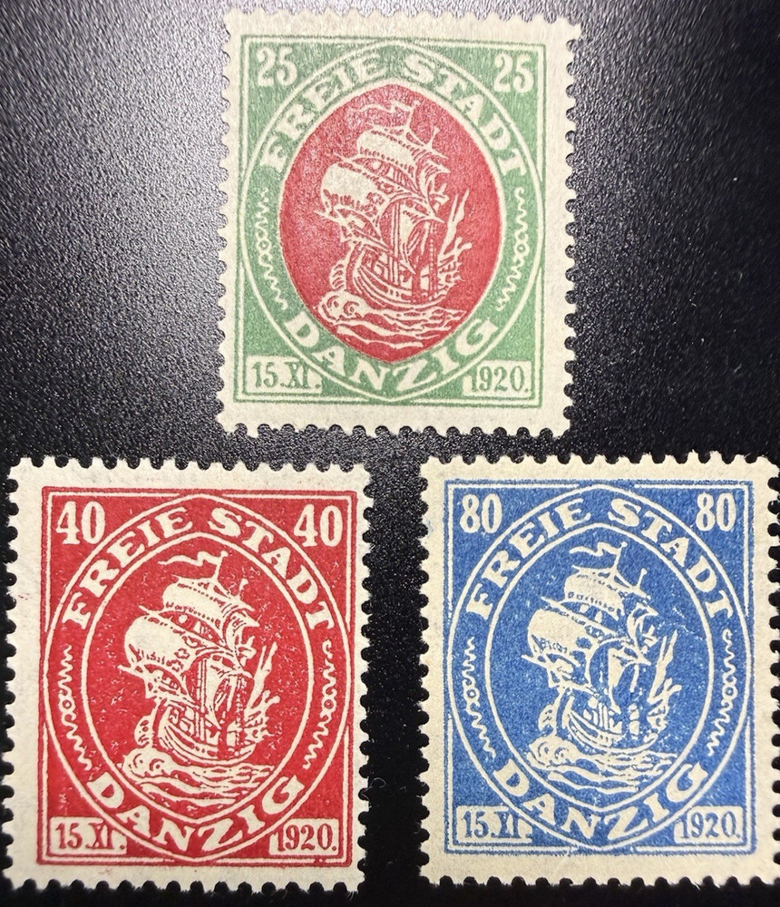 1921 Germany Freie Stadt DANZIG Poland GDANSK Sc#59-61 MH (*) VF Ship