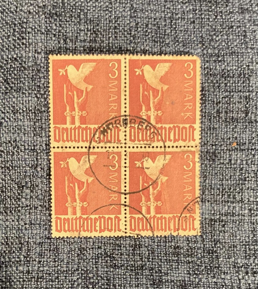 Germany Stamps Allied Occupation 4x 3 Mark 1947 Block „Peace Dove“