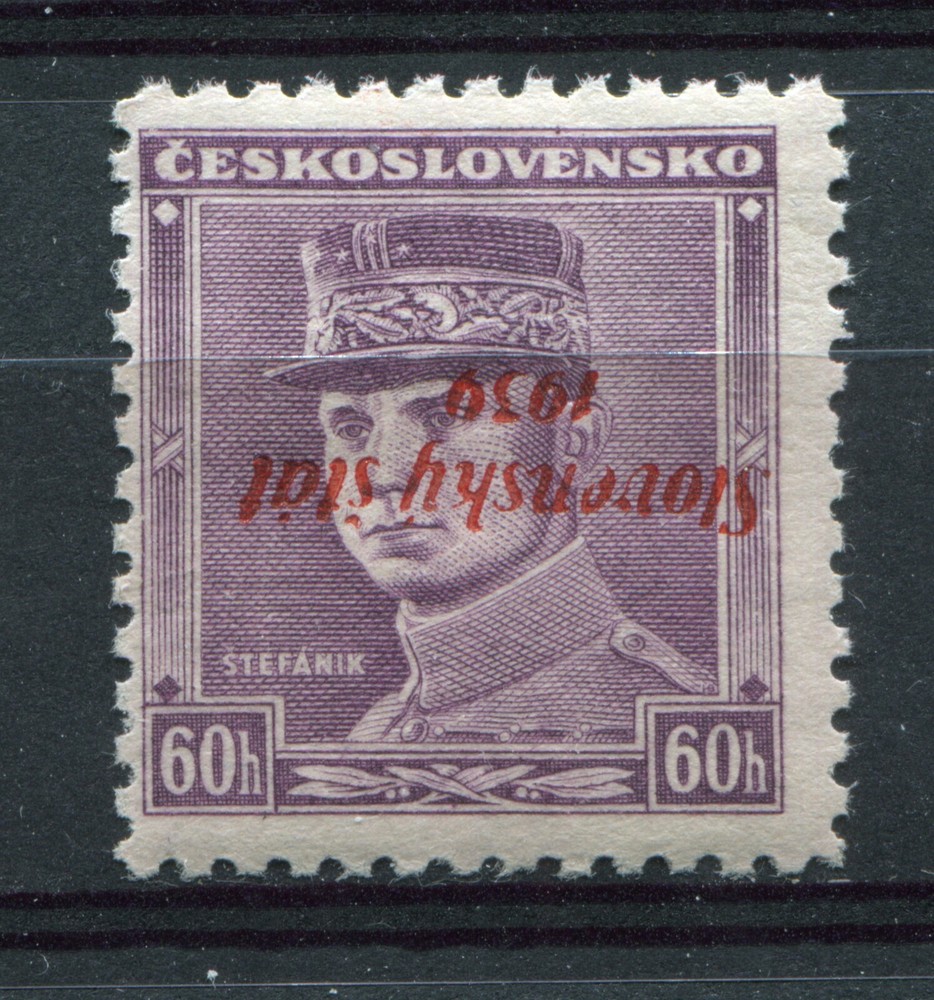 SLOVAKIA 3rd REICH PUPPET STATE 1939 RARE INVERTED OVPT SCOTT 10 PERFECT NH READ