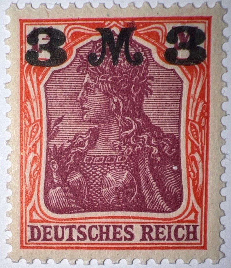 Travelstamps: 1920-1921 Germany Deutsches Reich 3 Mark on 3 Mark OVP STAMP MNH
