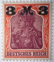 Travelstamps: 1920-1921 Germany Deutsches Reich 3 Mark on 3 Mark OVP STAMP MNH