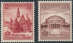 Stamp Germany Mi 665-8 Sc 486-9 1938 Third Reich Gymnastics Sports Breslau MNH