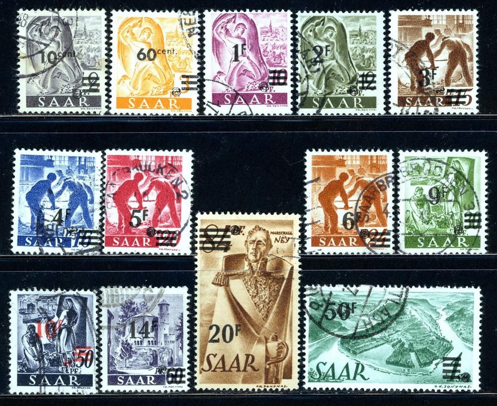 Stamps Saar, Scott # 175-187 used, complete set
