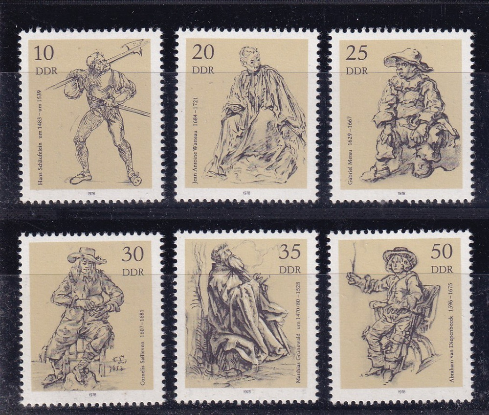 DDR MNH ** 2347-52 Museum Berlin singles from sheetlet