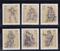 DDR MNH ** 2347-52 Museum Berlin singles from sheetlet