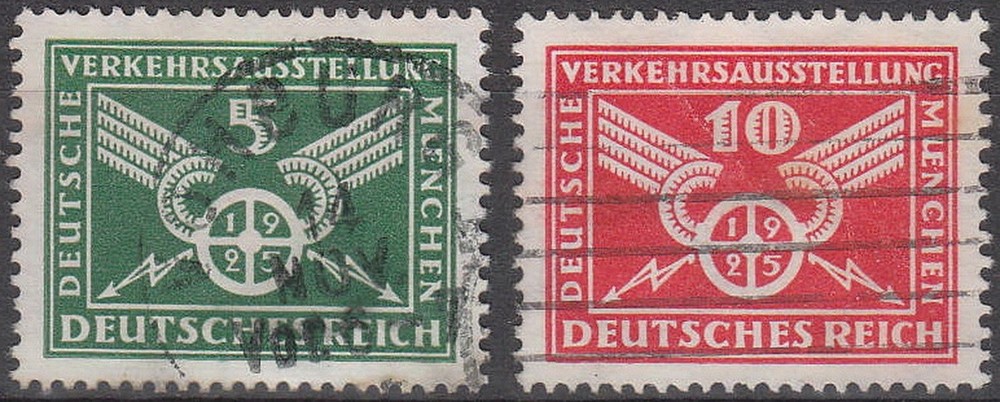 Stamp Germany Reich Mi 370-1 Sc 345-6 1925 Traffic Exposition Munich Empire Used
