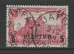 Germany 1903 offices TURKEY 5 Piaster type II used signed JAFFA $ 151.00
