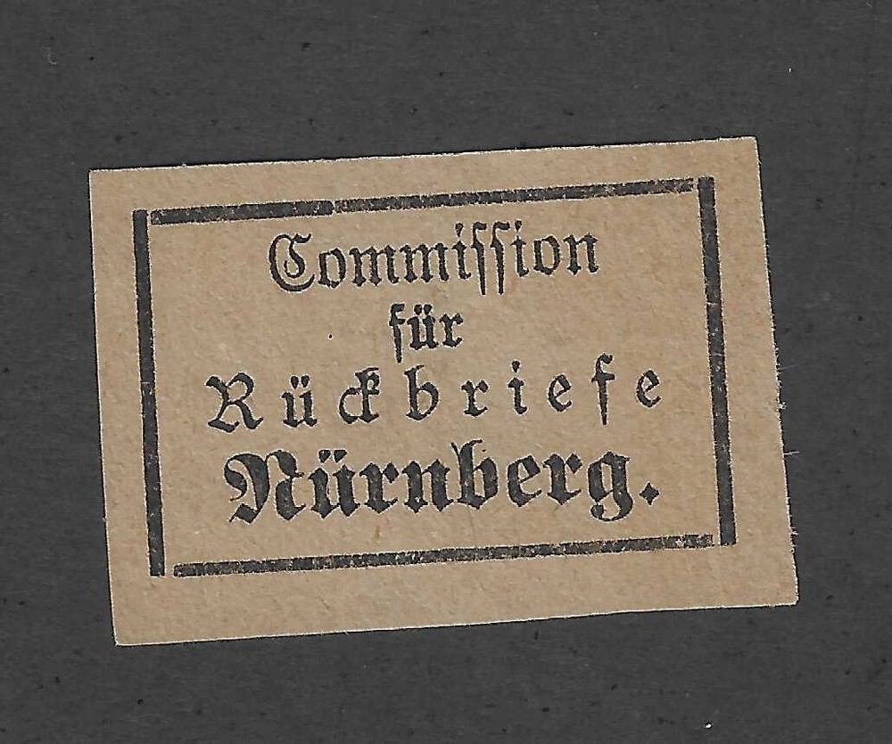 1920s GERMANY BAVARIA LOCAL NURNBERG Nuremberg RETURN LABEL type II MNG VF