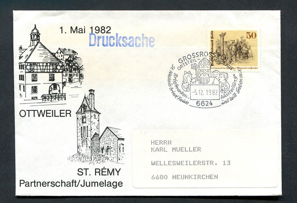 Germany – BRD : Special Event cover from 1982 – St. Nikolaus – fancy cancel