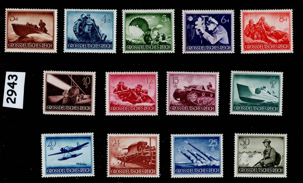 Stamp set B257-269 1944 Military Hero’s Day Third Reich WWII Germany #2943