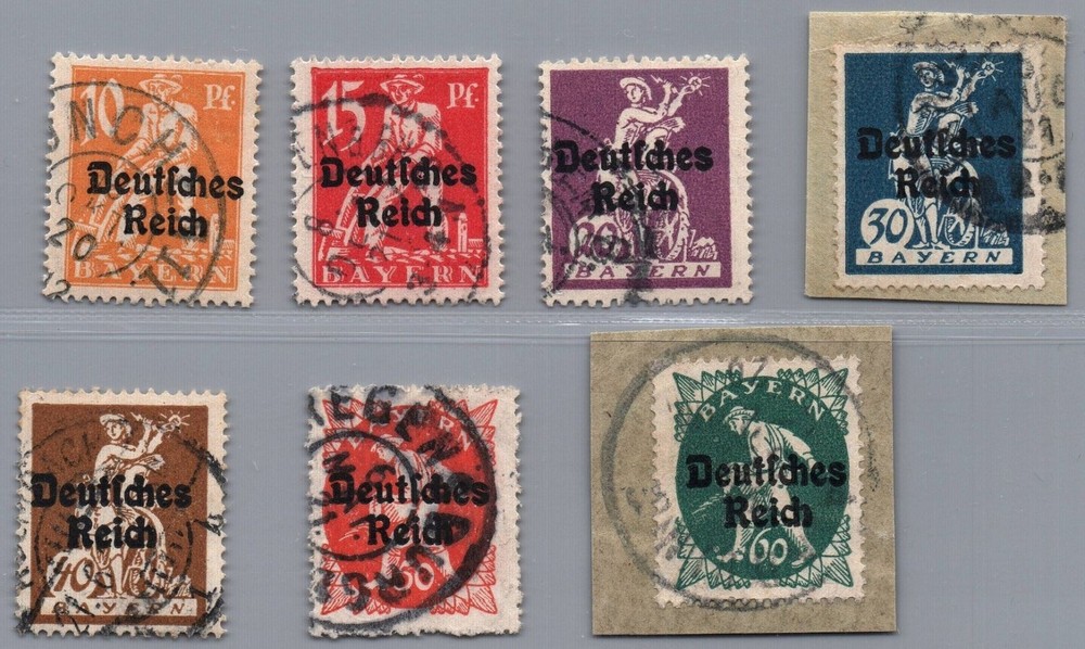 German Reich Michel No. 120 AF XI – 126 AF XI stamped and inspected