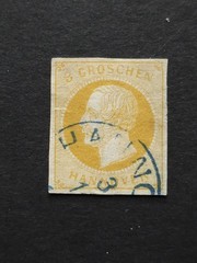 German Old States – Hannover Stamp LOT – 6 USED (Mi Nr. 4, 9, 14, 15, 16, 19)