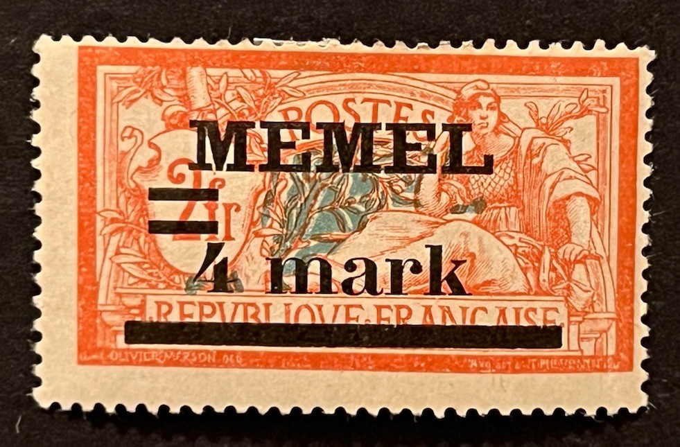 Travelstamps: Germany Memel OP Stamps 4m on 1f, Mint Og Hinged Surcharge MOGH