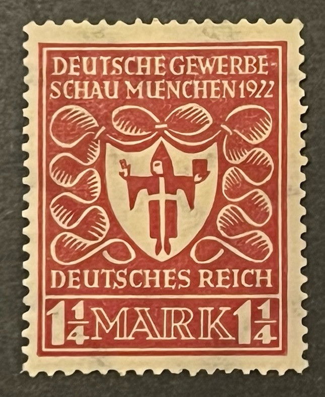 Travelstamps: Germany Stamp Sc 212/ Mi 199 Sg 118 – Arms of Munich – 1 1/4m MOGH