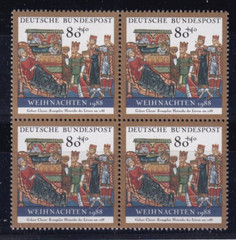 Bundesrepublik MNH ** 1396 SC B674 Christmas 1988 block of 4
